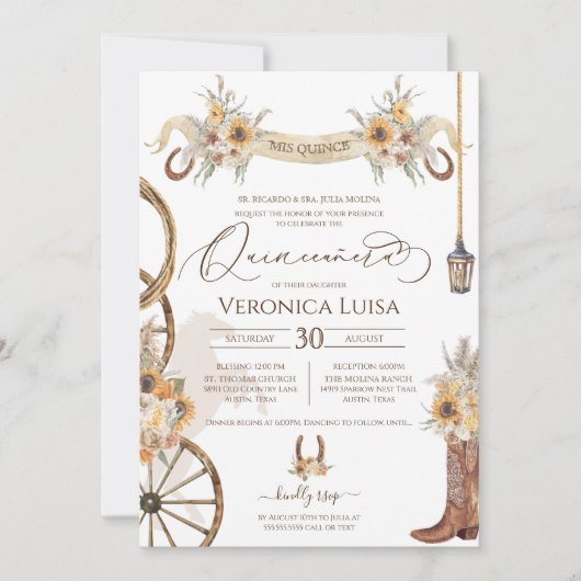 フローラシャーロサンフラワーカントリー素朴キンセアニェラ 招待状 (正面)