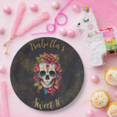 フローラシュガースカルスウィート16誕生日 ペーパープレート (パーティー)