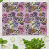 フローラシュガースカルズディアデロスムエルトス キッチンタオル (折り畳み)