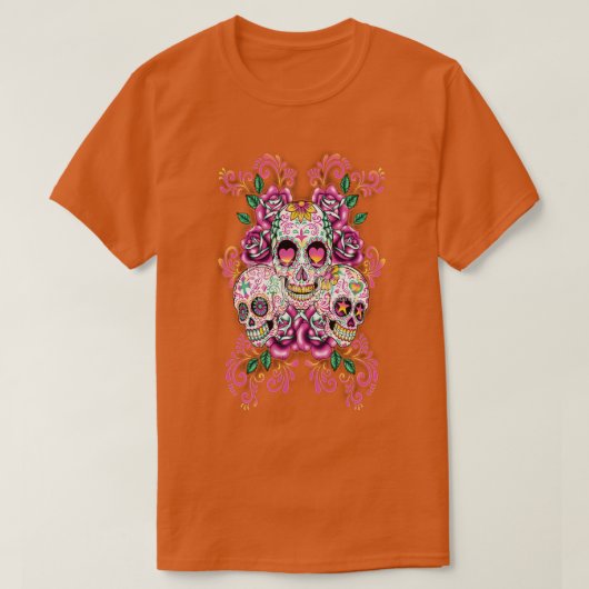 フローラシュガースカルデイオブザデッドDia De Muertos Tシャツ (デザイン正面)