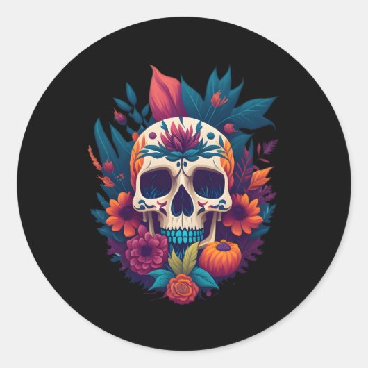 フローラシュガースカルフラワーチューリップバラハロウィーンコート ラウンドシール (正面)