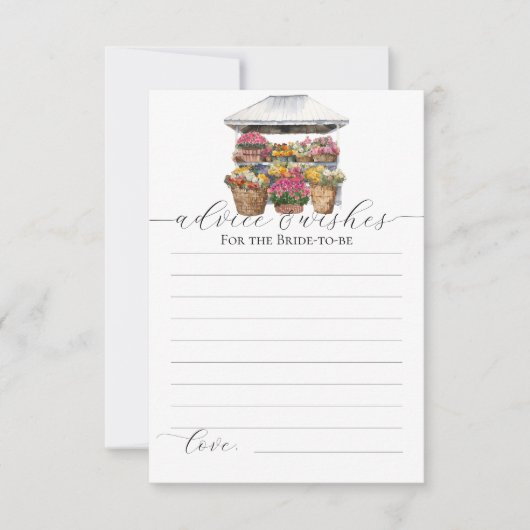 フローラショップ市場ブライダルシャワーアドバイスゲームカード 招待状 (正面)