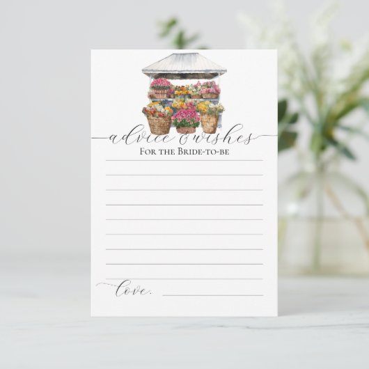 フローラショップ市場ブライダルシャワーアドバイスゲームカード 招待状 (スタンド正面)