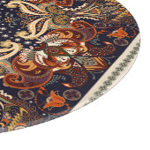 フローラショール正方形オーナメント:インディアンろうけつ染め。 カッティングボード (角)