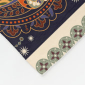 フローラショール正方形オーナメント:インディアンろうけつ染め。 フリースブランケット (角)