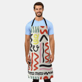 フローラショール：正方形ペイズリーオーナメント エプロン (着用した状態)