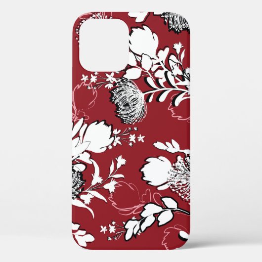 フローラシルエット、カラフル植物模様。 Case-Mate iPhoneケース (裏面)