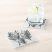 フローラシルエット – グレー ガラスコースター (アングル)