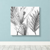 フローラシルエット – グレー キャンバスプリント (インサイチュ (ウッドフロア))