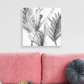 フローラシルエット – グレー キャンバスプリント (インサイチュ (リビング))