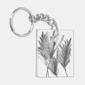 フローラシルエット – グレー キーホルダー (正面左)