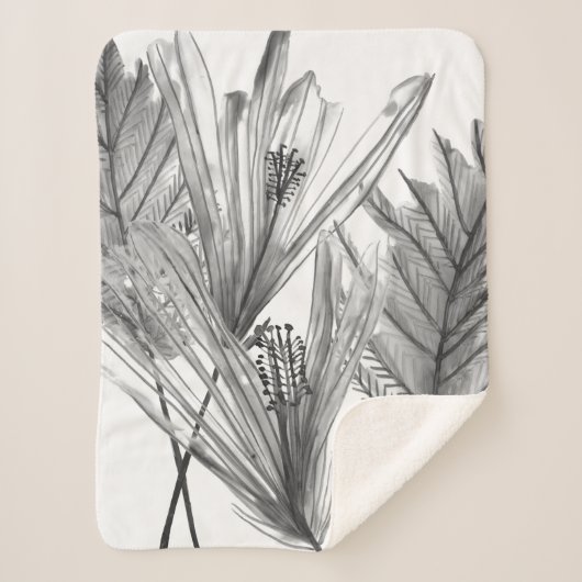 フローラシルエット – グレー シェルパブランケット (正面)