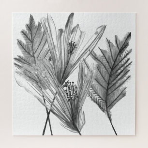 フローラシルエット – グレー ジグソーパズル