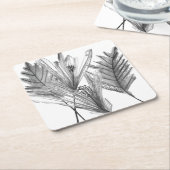 フローラシルエット – グレー スクエアペーパーコースター (アングル)