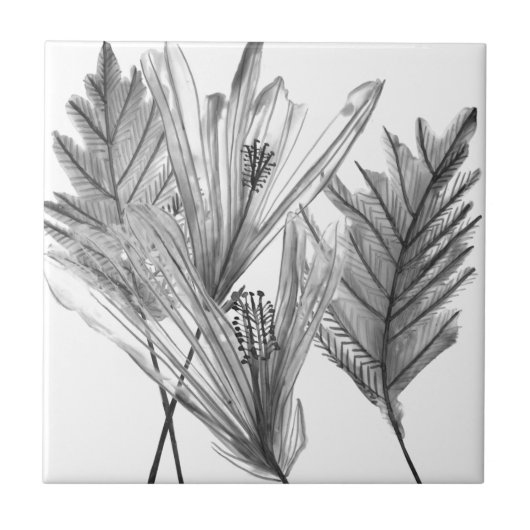 フローラシルエット – グレー タイル (正面)