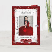 フローラシルバーとレッドキンセニェラの写真を折り畳み 招待状 (正面)