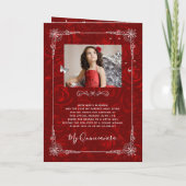 フローラシルバーとレッドキンセニェラの写真を折り畳み 招待状 (裏面)