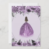 フローラシルバーパープルスパクルドレススウィート16 招待状 (裏面)