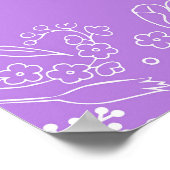 フローラシルバーパープルヴィンテージウェディングウェルカムサイン ポスター (角)