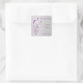 フローラシルバーパープル、蝶の日付を保存 スクエアシール (バッグ)