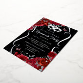 フローラシルバー赤スクロール仮装キンセアニェラ 箔招待状 (回転した状態)