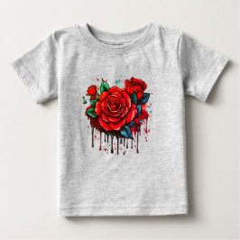 フローラシンフォニー:水彩花デザインプリント ベビーTシャツ