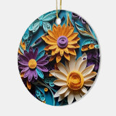 フローラシンフォニー:紙アート セラミックオーナメント (左)