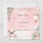 フローラシンフォニーinピンクの共同Girlベビーシャワー サンキューカード (正面)