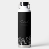 フローラシンプルアウトライン任意の色の結婚式パーティギフト ウォーターボトル (正面)