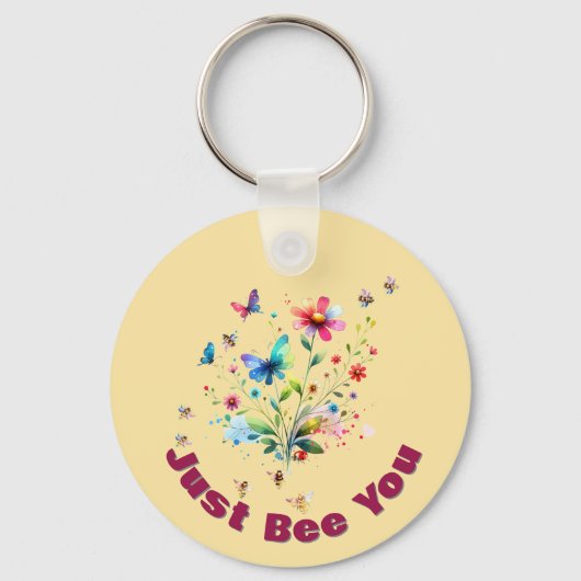 フローラシンプルウォーターカラーモノグラムビーオンピーチ キーホルダー (裏面)