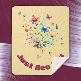 フローラシンプルウォーターカラーモノグラムビーオンピーチ シェルパブランケット