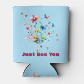 フローラシンプルウォーターカラーモノグラムビーオンブルー 缶クーラー (正面)