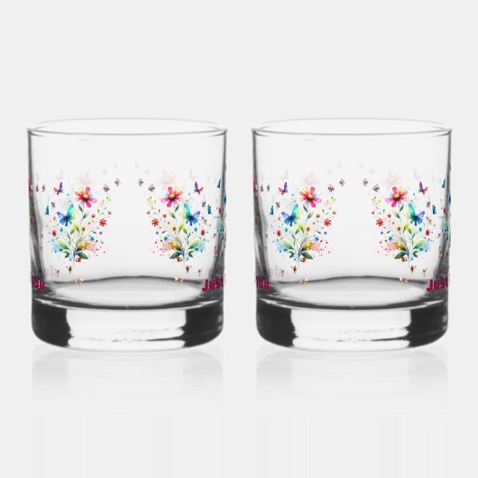 フローラシンプルウォーター色モノグラムビー ウイスキーグラス (左)
