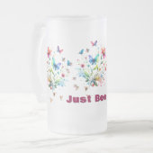 フローラシンプルウォーター色モノグラムビー フロストグラスビールジョッキ (正面左)