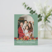 フローラシンプルエレガント家族のクリスマス写真 シーズンポストカード (スタンド正面)