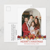 フローラシンプルエレガント家族のクリスマス写真 シーズンポストカード (正面/裏面)