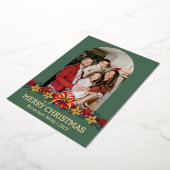 フローラシンプルエレガント家族のクリスマス写真 箔シーズンカード (回転した状態)