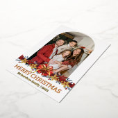 フローラシンプルエレガント家族のクリスマス写真 箔シーズンカード (回転した状態)