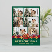 フローラシンプルエレガント家族のクリスマス写真 箔シーズンカード (立ち正面)