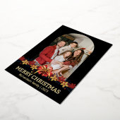 フローラシンプルエレガント家族のクリスマス写真 箔シーズンカード (回転した状態)