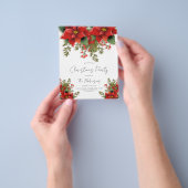 フローラシンプルクリスマスホリデーパーティー招待状メニュー チラシ (手)