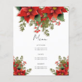 フローラシンプルクリスマスホリデーパーティー招待状メニュー チラシ (裏面)