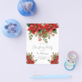 フローラシンプルクリスマスホリデーパーティー招待状メニュー チラシ (シングル)