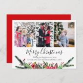 フローラシンプルクリスマスリースフォトコラージュ シーズンポストカード (正面/裏面)