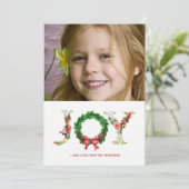 フローラシンプルクリスマスリースjoyスクリプト写真 シーズンカード (スタンド正面)