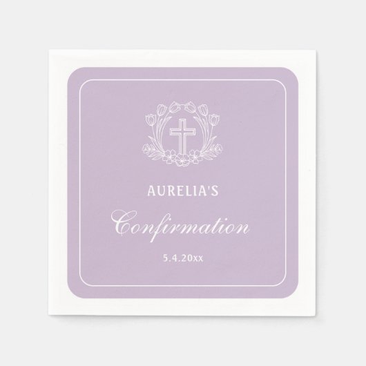 フローラシンプルクロスの薄紫確認 スタンダードカクテルナプキン (正面)