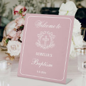 フローラシンプルクロスオンピンクバプテスムウェルカム 台座サイン
