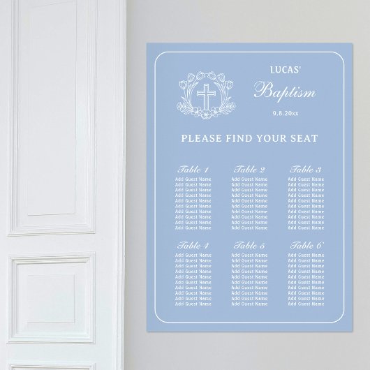 フローラシンプルクロスオンブルーバプテスマ座席表 ポスター