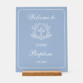 フローラシンプルクロスオンライトブルーバプテスムウェルカム アクリルサイン (正面)