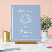 フローラシンプルクロスオンライトブルーバプテスムウェルカム アクリルサイン (ウェディング)